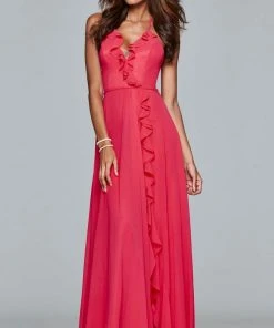 Faviana - 7939 Long Halter Dress With Layered Ruffle Detail 10 Faviana - 7939 Long Halter Dress With Layered Ruffle Detail