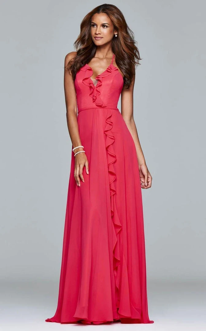 Faviana - 7939 Long Halter Dress With Layered Ruffle Detail 6 Faviana - 7939 Long Halter Dress With Layered Ruffle Detail
