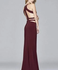 Faviana - 7957 Long Jersey Halter Dress With Zipper Detail 11 Faviana - 7957 Long Jersey Halter Dress With Zipper Detail