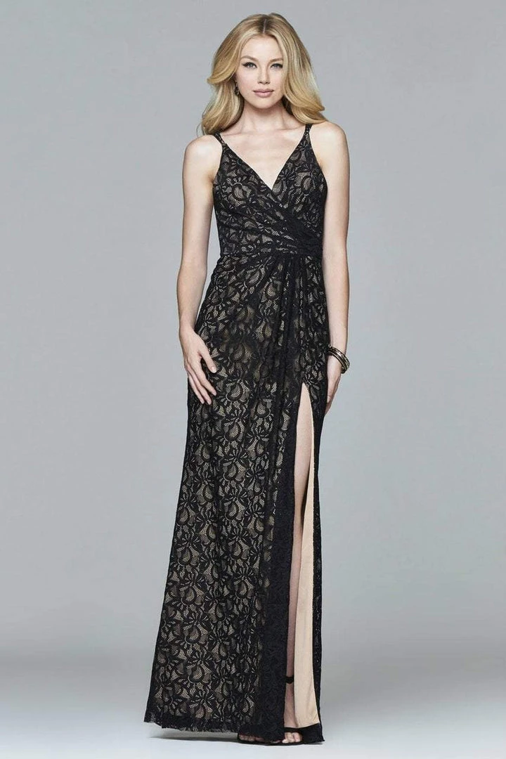 Faviana - 7995 Long V-neck With Lace Detail Formal Gowns 5 Faviana - 7995 Long V-neck With Lace Detail Formal Gowns
