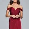 Faviana - 8050-1 Draped Sleeve Off Shoulder Satin Dress 2 Faviana - 8050-1 Draped Sleeve Off Shoulder Satin Dress