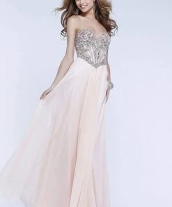 Faviana - Embellished Chiffon Illusion Long Evening Gown S7376