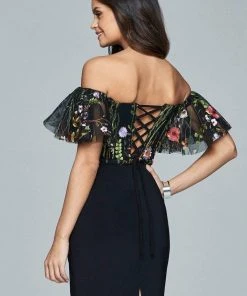 Cocktail Dresses Faviana - Embroidered Jersey Cocktail Dress S8081