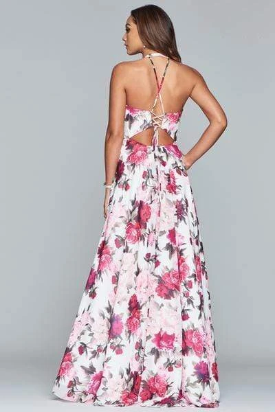 Formal Gowns Faviana - Floral Halter A-Line Evening Gown S10278 - 1 Pc Ivory/Wine In Size 8 Available 5 Formal Gowns Faviana - Floral Halter A-Line Evening Gown S10278 - 1 Pc Ivory/Wine In Size 8 Available
