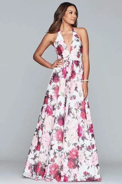 Formal Gowns Faviana - Floral Halter A-Line Evening Gown S10278 - 1 Pc Ivory/Wine In Size 8 Available 4 Formal Gowns Faviana - Floral Halter A-Line Evening Gown S10278 - 1 Pc Ivory/Wine In Size 8 Available