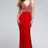 Faviana - Jersey Dress With Plunging Neckline S7805 Formal Gowns