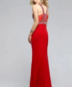 Faviana - Jersey Dress With Plunging Neckline S7805 Formal Gowns 5 Faviana - Jersey Dress With Plunging Neckline S7805 Formal Gowns