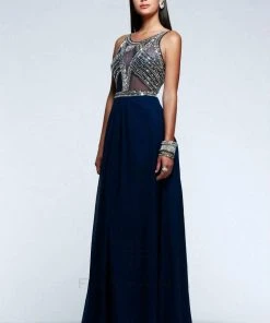 Faviana - Jeweled Illusion Bodice A-Line Dress S7559