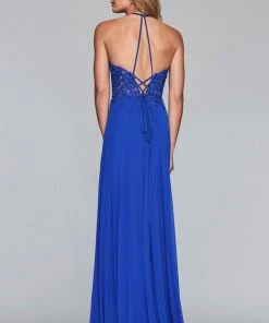 Faviana Formal Gowns- Lace Appliqued Illusion Halter Evening Dress S10203 - 1 Pc Navy In Size 2 Available 13 Faviana Formal Gowns- Lace Appliqued Illusion Halter Evening Dress S10203 - 1 Pc Navy In Size 2 Available
