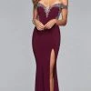 Formal Gowns Faviana - Off-Shoulder Jersey Sheath Long Gown S10001 - 1 Pc Ivory/Rose Gold In Size 0 Available