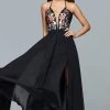 Faviana - Plunging Floral Embroidered Chiffon Gown 10000 Formal Gowns