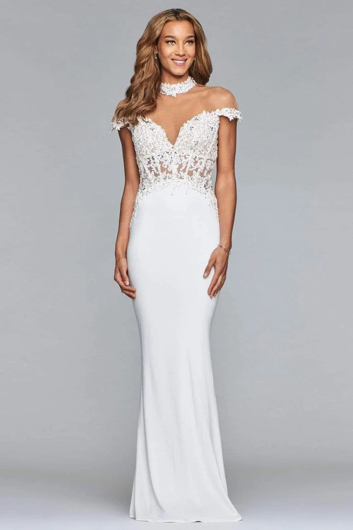 Faviana - S10004 Embroidered Illusion High Sheath Dress 7 Faviana - S10004 Embroidered Illusion High Sheath Dress