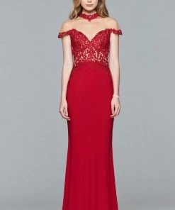 Faviana - S10004 Embroidered Illusion High Sheath Dress