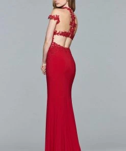 Faviana - S10004 Embroidered Illusion High Sheath Dress 14 Faviana - S10004 Embroidered Illusion High Sheath Dress