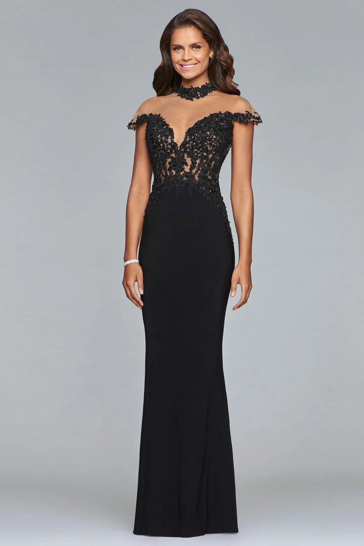 Faviana - S10004 Embroidered Illusion High Sheath Dress 11 Faviana - S10004 Embroidered Illusion High Sheath Dress