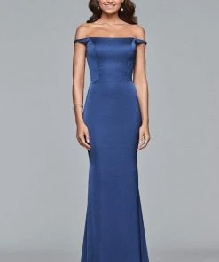 Formal Gowns Faviana - S10010 Off-Shoulder Matte Satin Sheath Gown