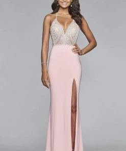 Formal Gowns Faviana - S10060 Plunging V-Neckline Jersey Gown