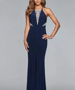 Formal Gowns Faviana - S10069 Lavish Halter Beaded Evening Gown