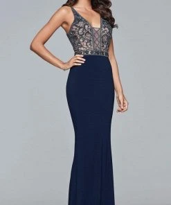 Faviana - S10092 Sleeveless V-Neck Beaded Evening Dress Formal Gowns