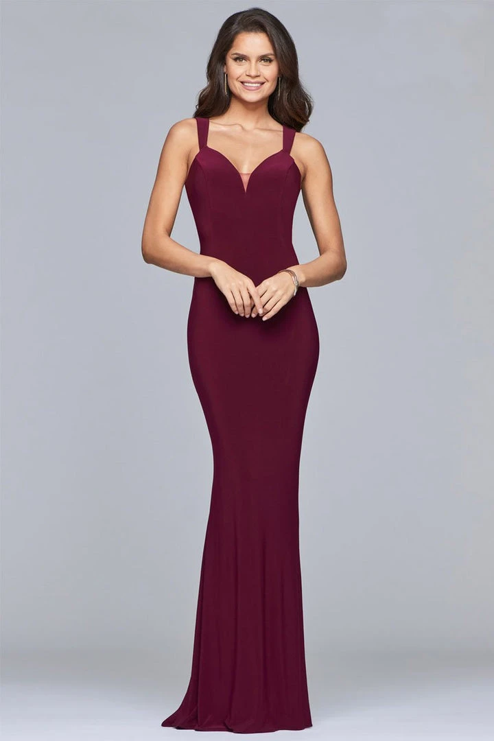 Faviana - S10106 Sleek V-neck Jersey Sheath Dress Formal Gowns 3 Faviana - S10106 Sleek V-neck Jersey Sheath Dress Formal Gowns