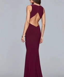 Faviana - S10106 Sleek V-neck Jersey Sheath Dress Formal Gowns 6 Faviana - S10106 Sleek V-neck Jersey Sheath Dress Formal Gowns