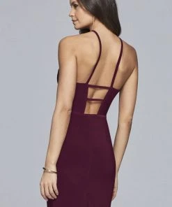 Cocktail Dresses Faviana - S10164 Deep V Neck Jersey Halter Cocktail Dress