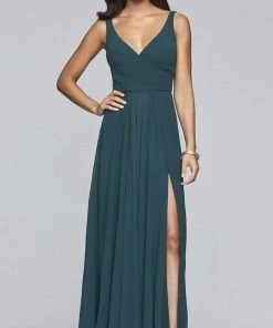 Faviana - S10177 V-Neck Sleeveless Chiffon Long Dress Formal Gowns 13 Faviana - S10177 V-Neck Sleeveless Chiffon Long Dress Formal Gowns