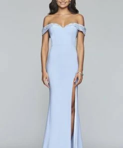 Formal Gowns Faviana - S10202 Beaded Sweetheart Off Shoulder Jersey Dress