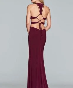 Formal Gowns Faviana - S10225 Sleeveless Halter Jersey Dress With Lace Up Back