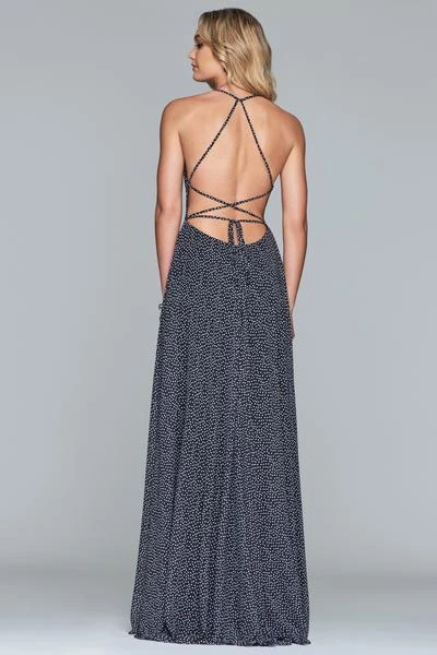 Faviana - S10238 Dotted Chiffon Halter A-line Dress With Slit 4 Faviana - S10238 Dotted Chiffon Halter A-line Dress With Slit