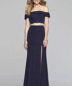 Faviana - S10262 Two Piece Glitter Jersey Off-Shoulder Dress Formal Gowns