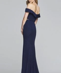 Faviana - S10262 Two Piece Glitter Jersey Off-Shoulder Dress Formal Gowns