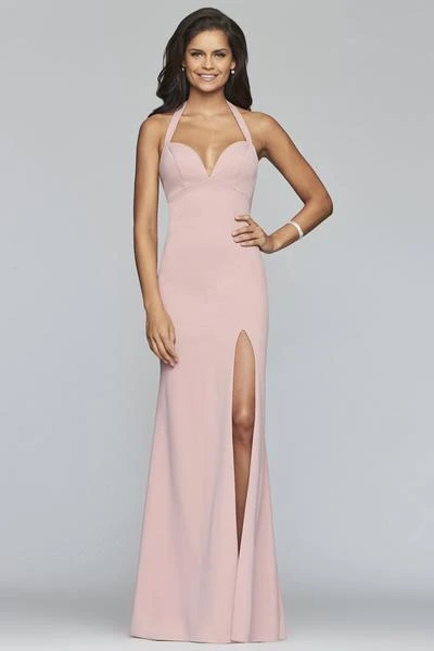 Faviana - S10284 Stretch Crepe Halter V-neck Fitted Dress 3 Faviana - S10284 Stretch Crepe Halter V-neck Fitted Dress
