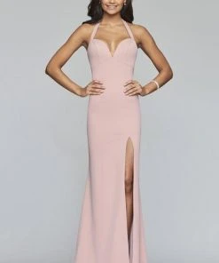 Faviana - S10284 Stretch Crepe Halter V-neck Fitted Dress 7 Faviana - S10284 Stretch Crepe Halter V-neck Fitted Dress