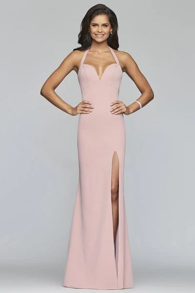 Faviana - S10284 Stretch Crepe Halter V-neck Fitted Dress 5 Faviana - S10284 Stretch Crepe Halter V-neck Fitted Dress