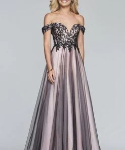 Formal Gowns Faviana - S10290 Beaded Lace Off-Shoulder Evening Gown 7 Formal Gowns Faviana - S10290 Beaded Lace Off-Shoulder Evening Gown