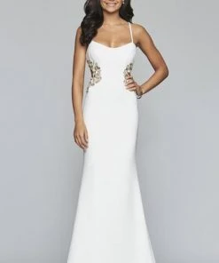 Formal Gowns Faviana - S10302 Metallic Floral Appliqued Trumpet Gown