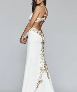 Formal Gowns Faviana - S10302 Metallic Floral Appliqued Trumpet Gown