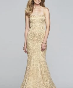 Formal Gowns Faviana - S10305 Strapless Metallic Embroidered Mermaid Dress