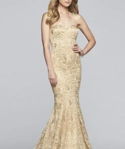 Formal Gowns Faviana - S10305 Strapless Metallic Embroidered Mermaid Dress