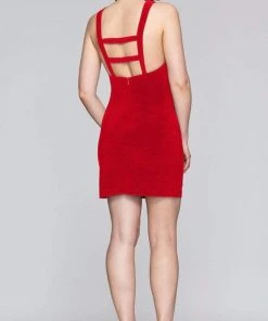 Cocktail Dresses Faviana - S10355 Jewel Neck Jersey Sheath Dress With Cutouts