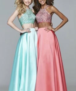Formal Gowns Faviana - S7827 Frosted Satin Two Piece With Fully Beaded Bodice 13 Formal Gowns Faviana - S7827 Frosted Satin Two Piece With Fully Beaded Bodice