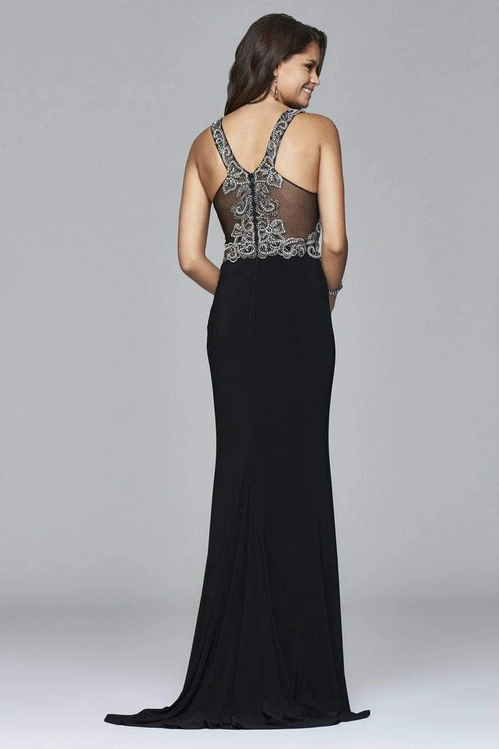 Faviana - S7915 Long Jersey Fit And Flare Dress With Beaded Bodice Formal Gowns 4 Faviana - S7915 Long Jersey Fit And Flare Dress With Beaded Bodice Formal Gowns