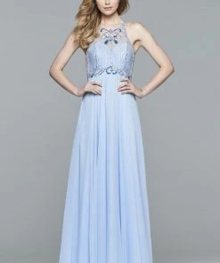 Faviana - S7989 Long Chiffon Dress With Bead Detailing