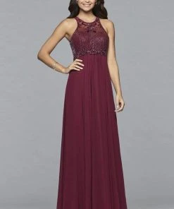 Faviana - S7989 Long Chiffon Dress With Bead Detailing