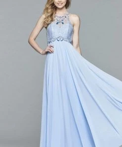Faviana - S7989 Long Chiffon Dress With Bead Detailing