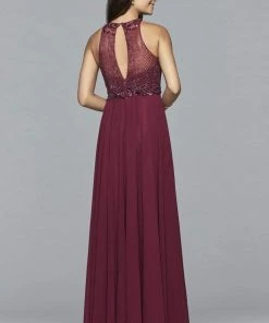 Faviana - S7989 Long Chiffon Dress With Bead Detailing