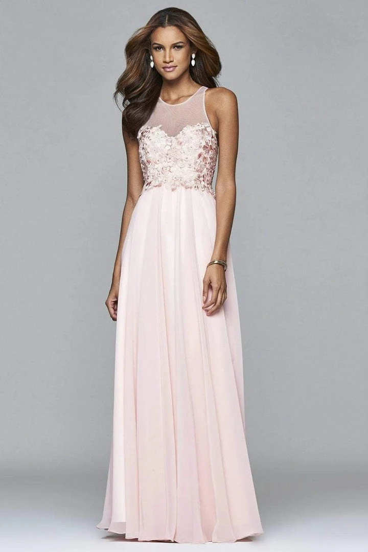 Formal Gowns Faviana - S7997 Long Chiffon Fit And Flare With Applique Top 3 Formal Gowns Faviana - S7997 Long Chiffon Fit And Flare With Applique Top