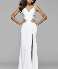 Formal Gowns Faviana - Satin Open Back With High Slit 7755 12 Formal Gowns Faviana - Satin Open Back With High Slit 7755