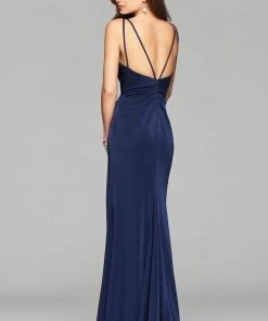 Formal Gowns Faviana - Satin Open Back With High Slit 7755 14 Formal Gowns Faviana - Satin Open Back With High Slit 7755